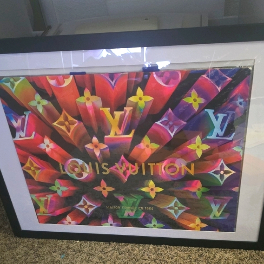 Louis Vuitton Multicolor Burst Art Print Huge XL Shopping Bag In Frame (EUC)🖤✨️ - Picture 4 of 5